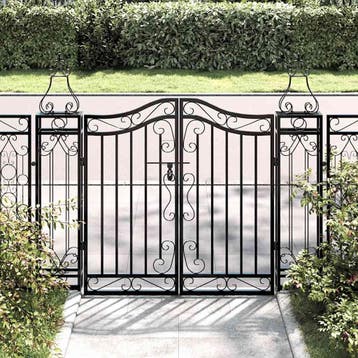 vidaXL Poort 121x8x100 cm smeedijzer zwart, Verzenden