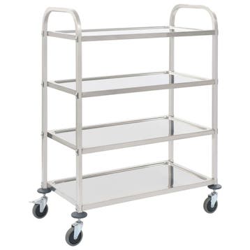 vidaXL Keukentrolley 4-laags 107x55x125 cm roestvrij staal, Verzenden, Nieuw