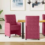 vidaXL Eetkamerstoelen met wielen 2 pcs Wijnrood 58 x 67 x, Verzenden, Nieuw