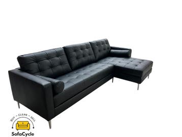 Hoekzetel zwart in skai leder, hoek L/R – overstock, Verzenden, Nieuw