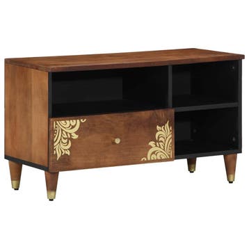 vidaXL TV Kast Honing bruin 80 x 33 x 46 cm Massief Mango, Huis en Inrichting, Woonaccessoires | Cd- en Dvd-rekken, Verzenden