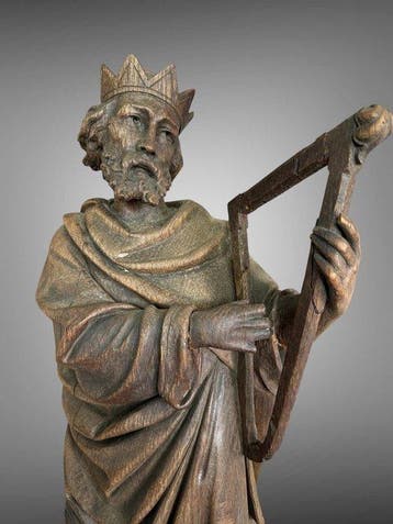 Sculpture, Koning David met harp / 19e eeuw Vlaanderen - 90