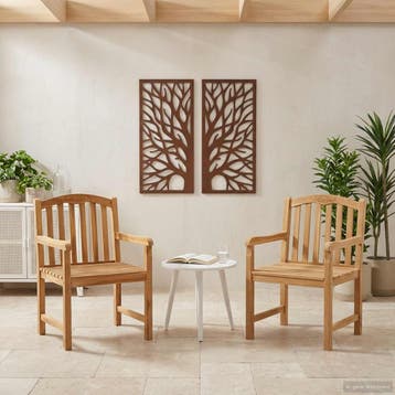 vidaXL Handgecarveste Rozenstoel 2 pcs Naturel 58 x 60 x 90, Tuin en Terras, Tuinstoelen, Verzenden, Nieuw