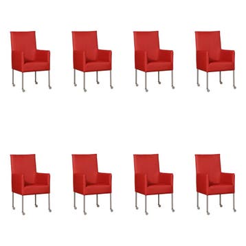 Set van 8 Leren eetkamerstoelen Spark - Toledo Ducati, Ophalen of Verzenden