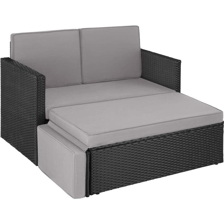 tectake Wicker loungesofa Corfu - zwart / grijs, Jardin & Terrasse, Ensembles de jardin, Envoi