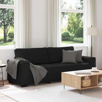 vidaXL 3-zitsbank / zetel 220x77x82 cm stof zwart, Huis en Inrichting, Verzenden, Nieuw