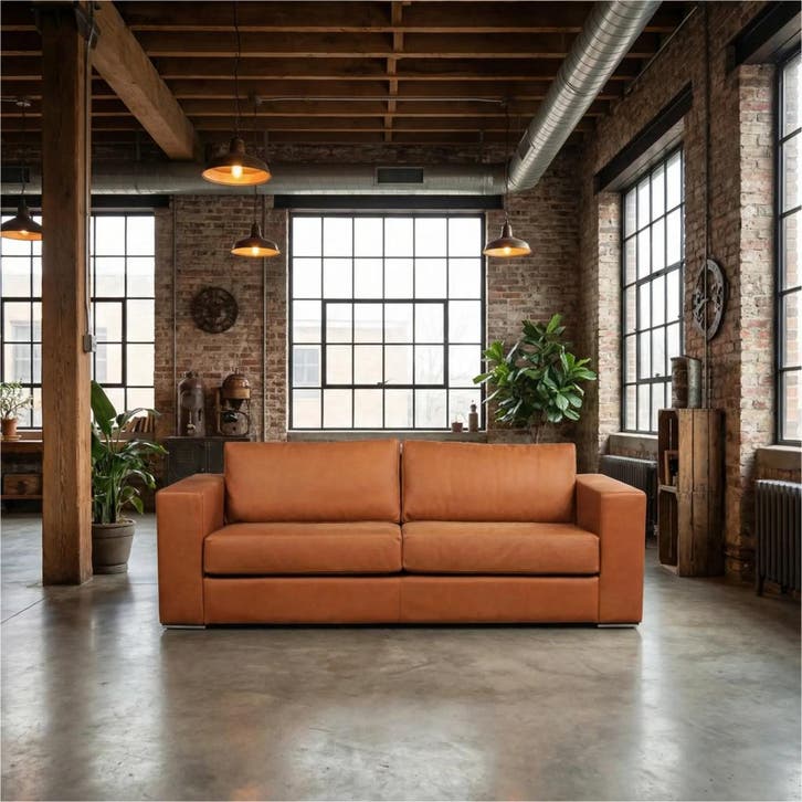 Leren bank Flow - 3 zits - Rancho Cognac (cognac) - Poten, Antiek en Kunst, Antiek | Meubels | Stoelen en Sofa's, Ophalen of Verzenden
