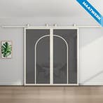 Dubbele stalen Schuifdeuren Wit 2 Vlaks rond Maatwerk Rook g, Nieuw, Metaal