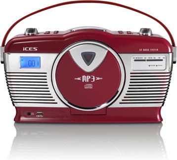 Draagbare Radio CD speler - FM Radio - Rood/Zilver - ICES, Verzenden, Nieuw