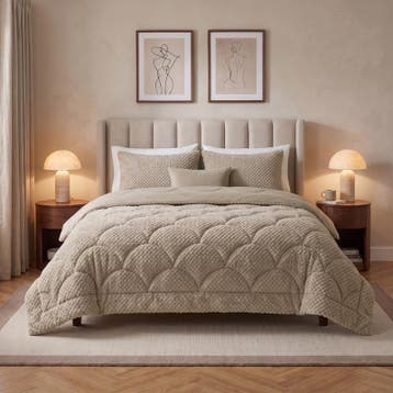 Couette sans housse en teddy - taupe - 200 x 200 cm | 2, Verzenden, Neuf