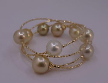Bracelet - 18 carats Or jaune, Perles des mers du Sud dorées