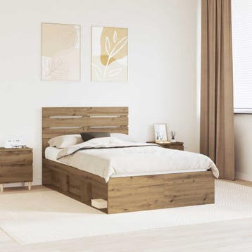 vidaXL Bedframe Ambachtelijk Eiken 120 x 190 cm Massief, Verzenden