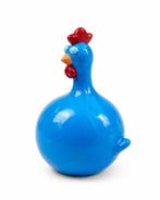 Statue, funny blue balloon chicken - 40 cm - polyrésine
