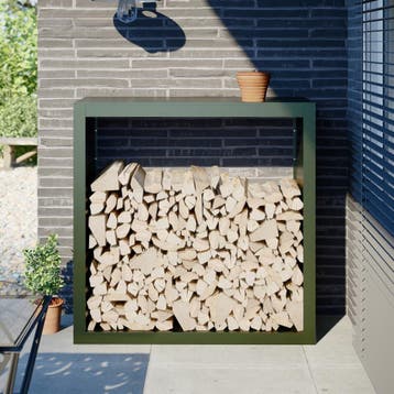 vidaXL Haardhoutrek 100x40x100 cm staal groen, Verzenden
