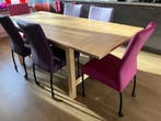 Set van 6 leren eetkamerstoelen - met wieltjes -, Huis en Inrichting, Stoelen, Ophalen of Verzenden, Nieuw, Eén
