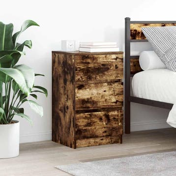 vidaXL Nachtkastjes met 3 lades 2 st 39x35x65 cm gerookt, Verzenden, Nieuw