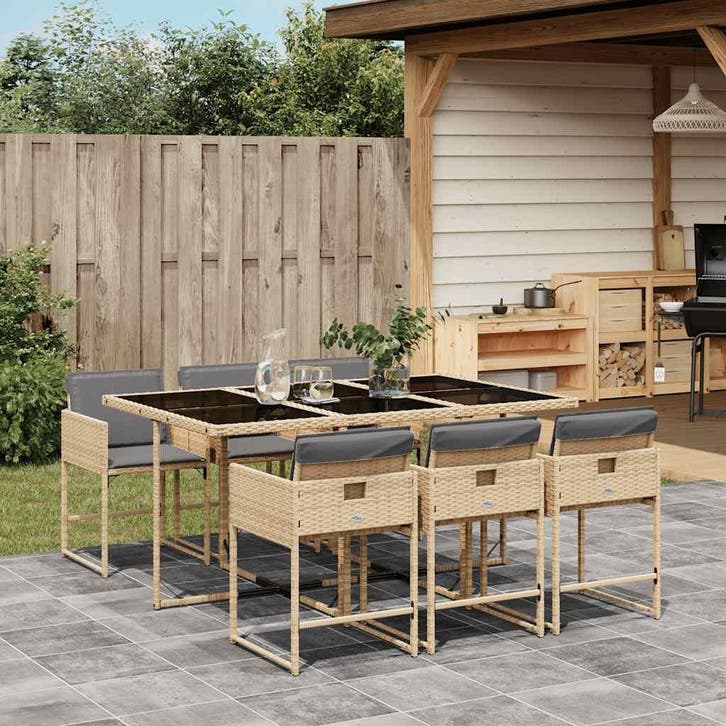 vidaXL 7-delige Tuinset met kussens poly rattan gemengd, Tuin en Terras, Tuinsets en Loungesets, Tuinset, Nieuw, Verzenden