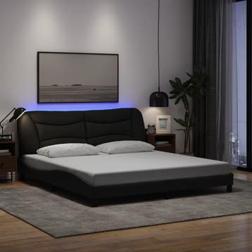 vidaXL Bedframe met LED zonder matras Hvar 180x200 cm stof, Verzenden