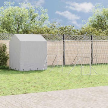 vidaXL Hondenkennel met dak 10x6x2,5 m gegalvaniseerd staal, Verzenden