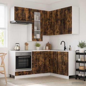 vidaXL Keukenblok KALMAR 8 st Gerookt eiken Bewerkt hout, Verzenden