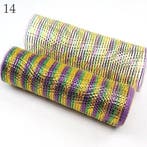 Decomesh metallic 14 paars geel groen strepen 26 cm rol 9