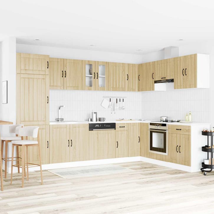 vidaXL Waskompkast Lucca 2 st Sonoma Eik Bewerkt hout, Maison & Meubles, Armoires | Autre, Envoi