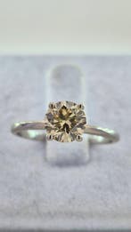 Ring - 14 karaat Witgoud - 1.04ct. tw. Bruin Diamant, Nieuw