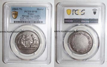 France Hochzeitsmedaille 1860 79 Terisse Kollektion T 723..., Timbres & Monnaies, Verzenden