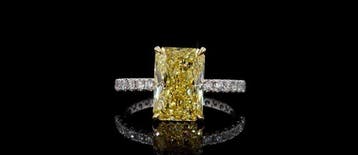 Ring - 14 karaat Witgoud, Geel goud - 4.51ct. tw. Geel, Nieuw