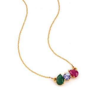 Collier - 14 carats Or jaune - 2.10ct. tw. Émeraude - Rubis, Nieuw