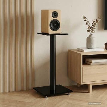 vidaXL Luidsprekerstandaards 2 st 1 pijler gehard glas zwart, Audio, Tv en Foto, Luidsprekerboxen, Verzenden, Nieuw