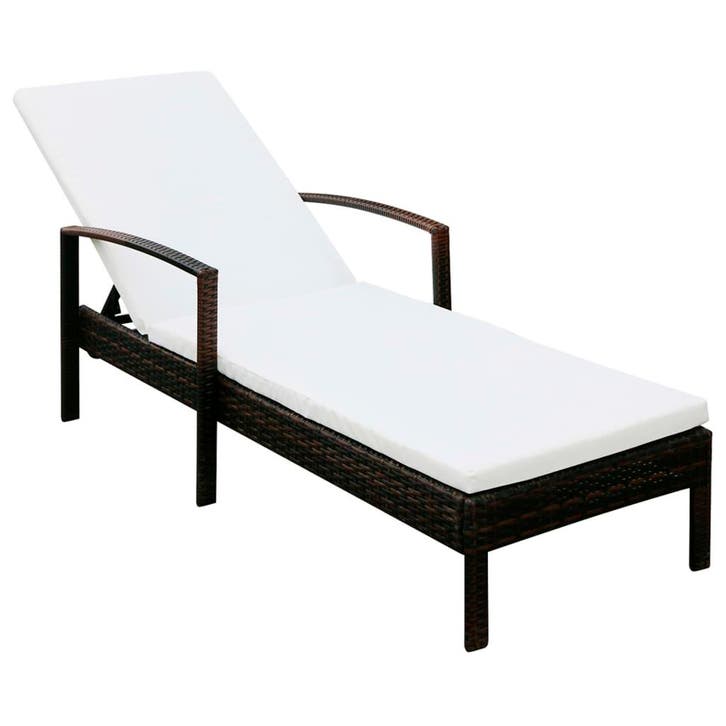 vidaXL Ligbed met kussen poly rattan bruin, Jardin & Terrasse, Chaises longues, Envoi