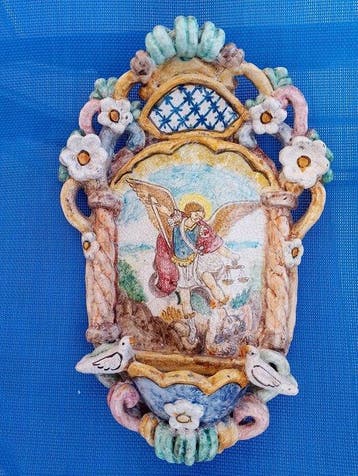 Baroque Bénitier - Ceramica Salernitana - XXe siècle - Saint