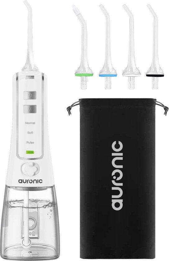 2dekans | Auronic Waterflosser 300 ml - 4 Opzetstukjes - Wit, Tuin en Terras, Handzagen, Ophalen of Verzenden