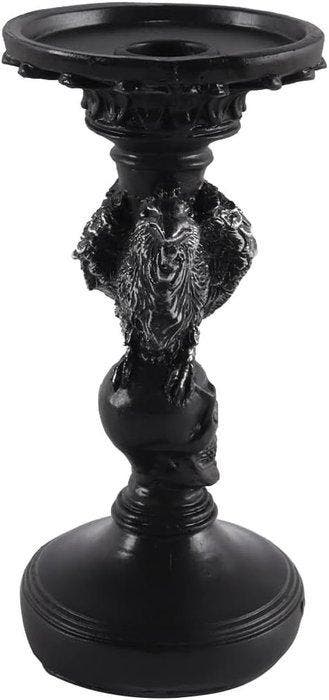 sculptuur, Gothic Raven Candlestick Holder – Black Crow