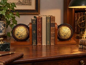boekensteunen met wereldbollen - Serre-livres - Bois -