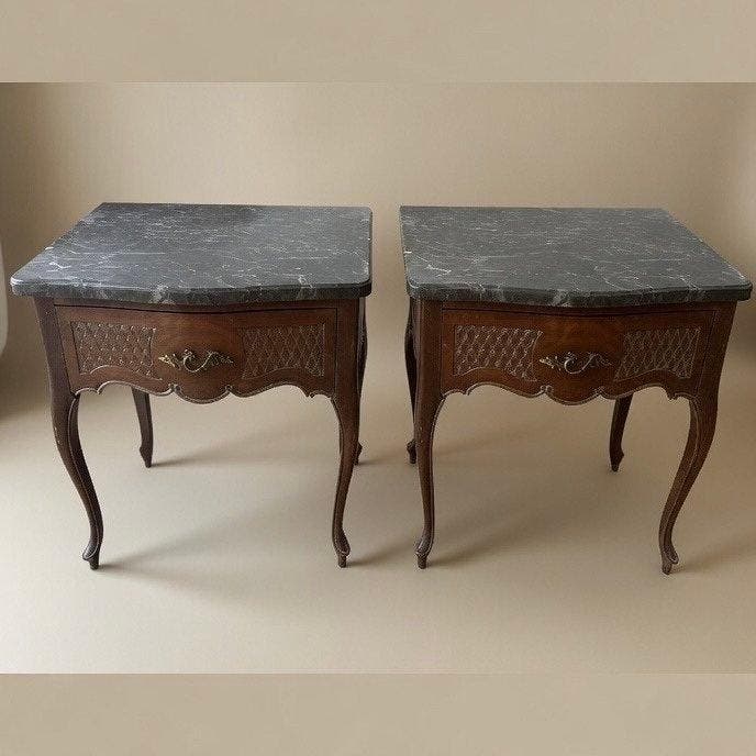 Tafel - Franse Louis XV-herleving met marmeren blad,, Antiek en Kunst, Antiek | Overige Antiek