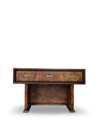 Wandtafel - Messing, Walnoot, Wortelnotenhout, Hout,