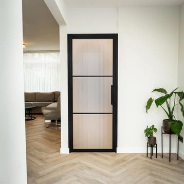 Stalen Binnendeur - Zwart - 3 Vlaks - Kanaalglas, Minder dan 80 cm, Binnendeur, Nieuw, Metaal