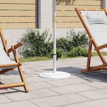 vidaXL Parasolvoet 45x45x30 cm gietijzer wit, Verzenden, Nieuw