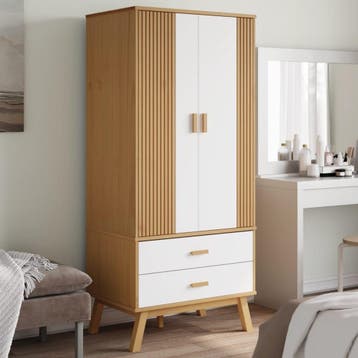 vidaXL Kledingkast OLDEN 76,5x53x172 cm grenenhout wit en, Verzenden