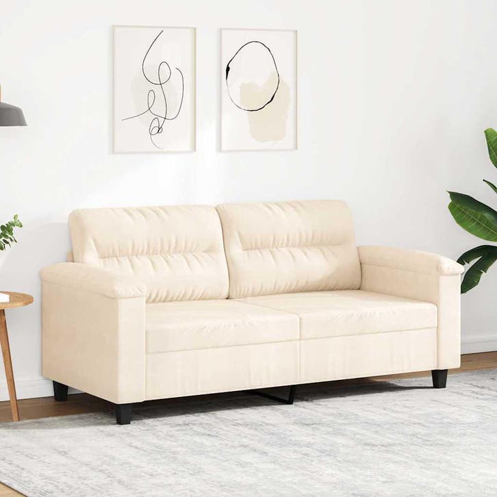 vidaXL Tweezitsbank / zetel 140 cm microvezelstof beige, Huis en Inrichting, Zetels | Zetels, Nieuw, Verzenden