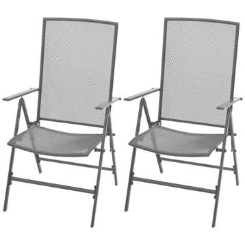 vidaXL Stapelbare klapstoelen (2 stuks) in staalgrijs, Verzenden, Nieuw