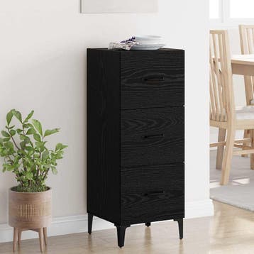 vidaXL Dressoir Zwart Eiken 34,5 x 34 x 90 cm Bewerkt hout, Verzenden