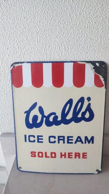 Walls - Walls ijs wordt hier verkocht. - Emaille plaat -