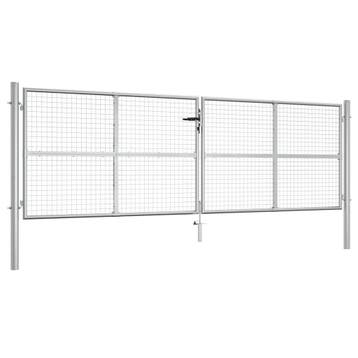 vidaXL Tuinpoort gegalvaniseerd staal 400x125 cm zilver, Verzenden