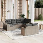 vidaXL 10-delige Loungeset met kussens poly rattan grijs, Verzenden, Loungeset
