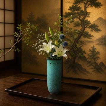 Vaas - Keramiek - Japan - Zenji Miyashita - Groen-Blauwe