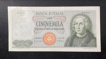 Italië. - 5.000 Lire 1968 - Pick 98b, Gigante BI 66B1, Postzegels en Munten
