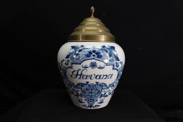 Makkum Tichelaar - Pot à tabac - Faïence - Pot à tabac bleu